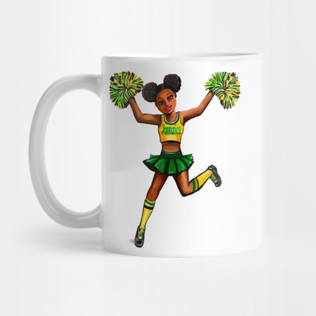 jamaican Reggae Rasta Inspirational motivational affirmation Cheer leader- Cheer Squad - anime girl cheerleader with Afro hair Jamaica by Artonmytee